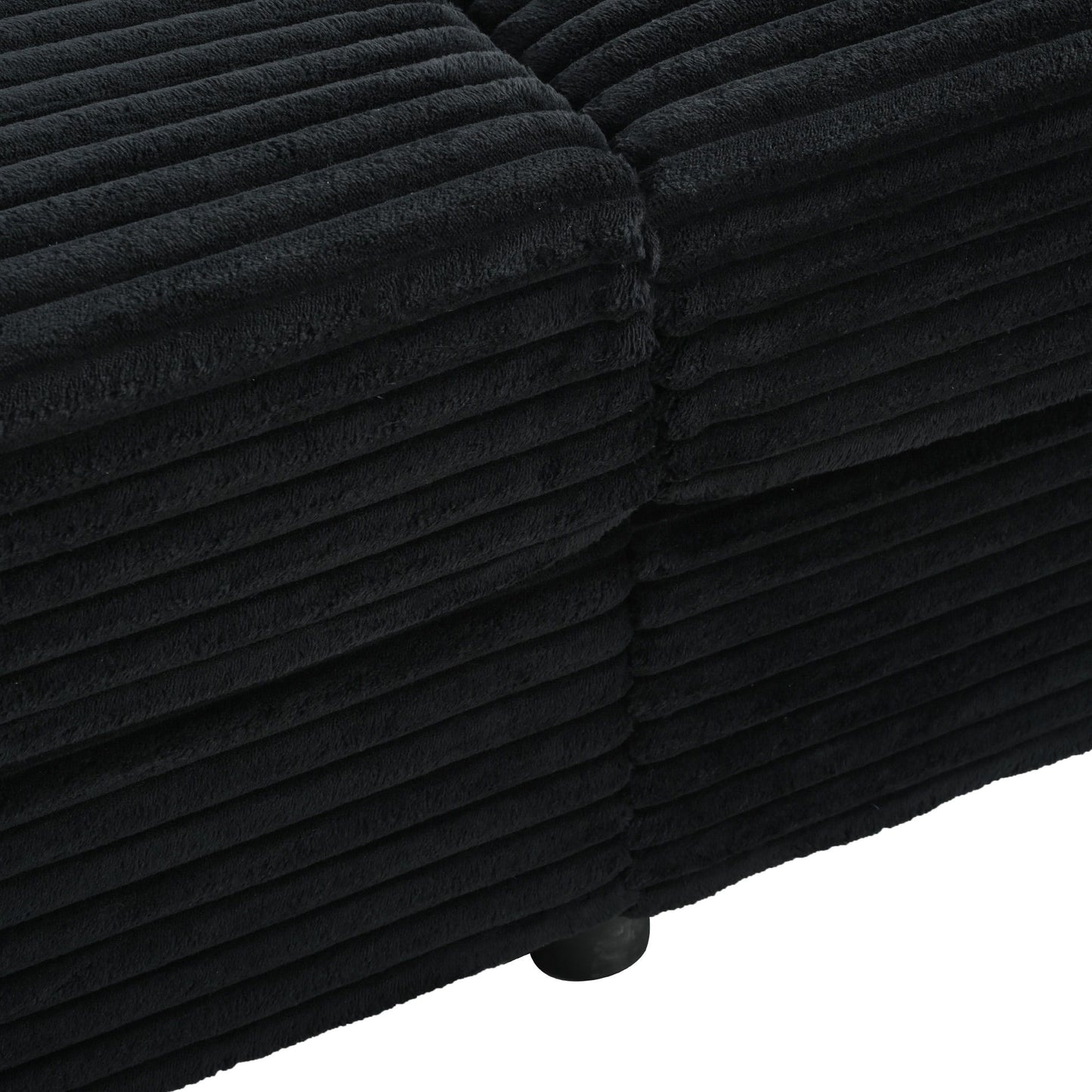 Oversized Loveseat Chaise Lounge Sectional Sofa Bed Corduroy Sleeper Sofa With 2 USB Ports, 2 Cup Holders And 2 Throw Pillows For Living Room And Bedroom - Black