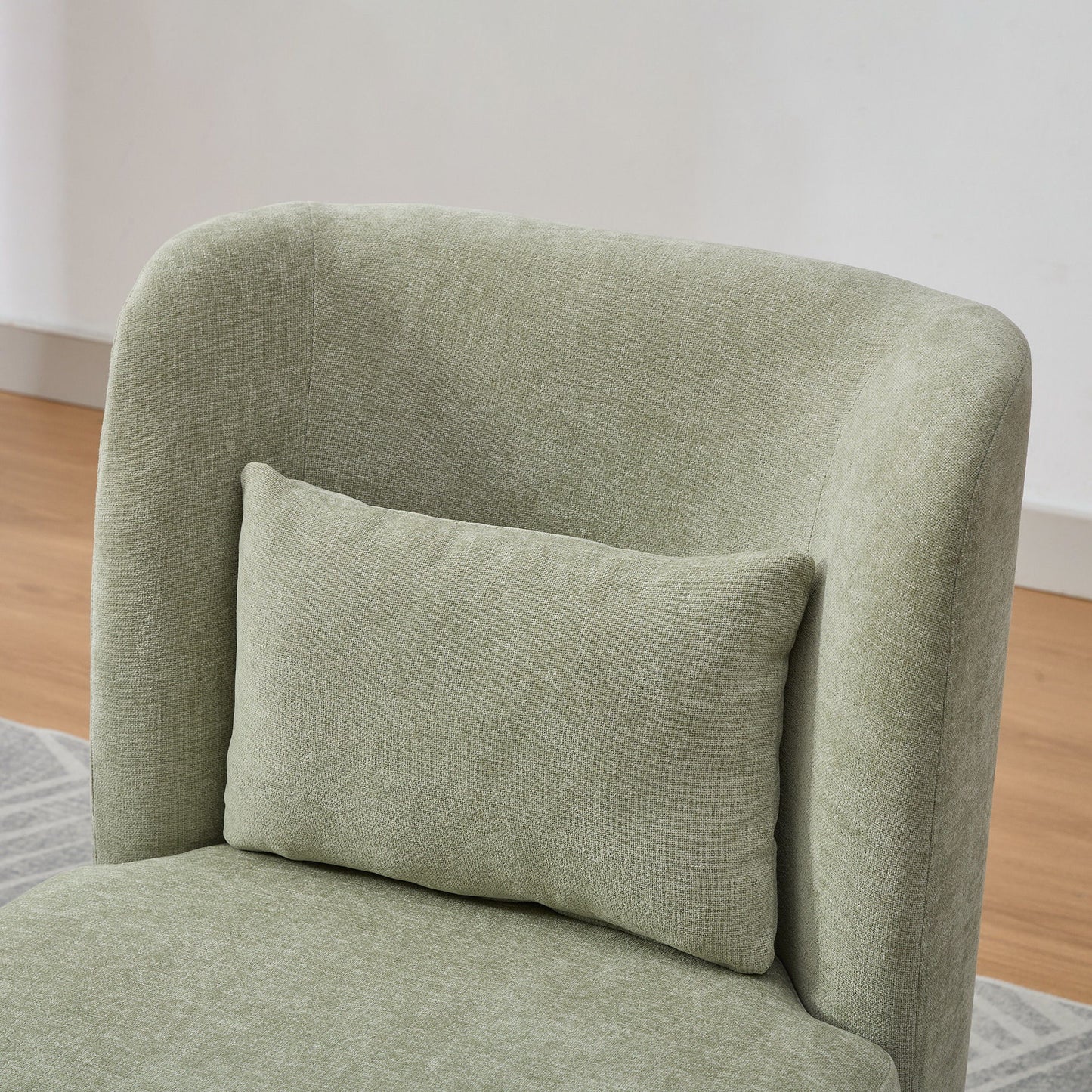 Modern Cushioned Armless Metal Base 360 Degree Swivel Chair With Pillow, Suitable For Living Room, Family Room, Bedroom, Lounge Area, Office Pale - Green