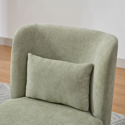 Modern Cushioned Armless Metal Base 360 Degree Swivel Chair With Pillow, Suitable For Living Room, Family Room, Bedroom, Lounge Area, Office Pale - Green