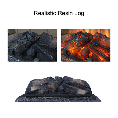 23" Infrared Quartz Heater Fireplace Insert -Woodlog Version With Brick - Antique Black