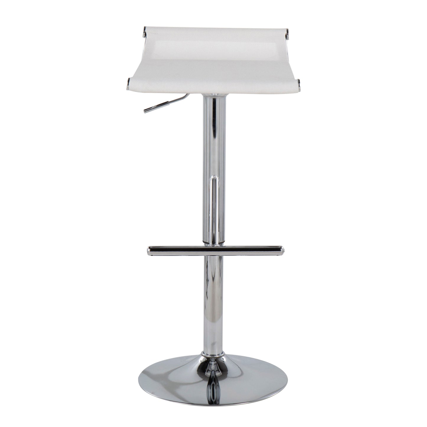 Mirage Ale - Contemporary Adjustable Bar Stool - Chrome / White Mesh