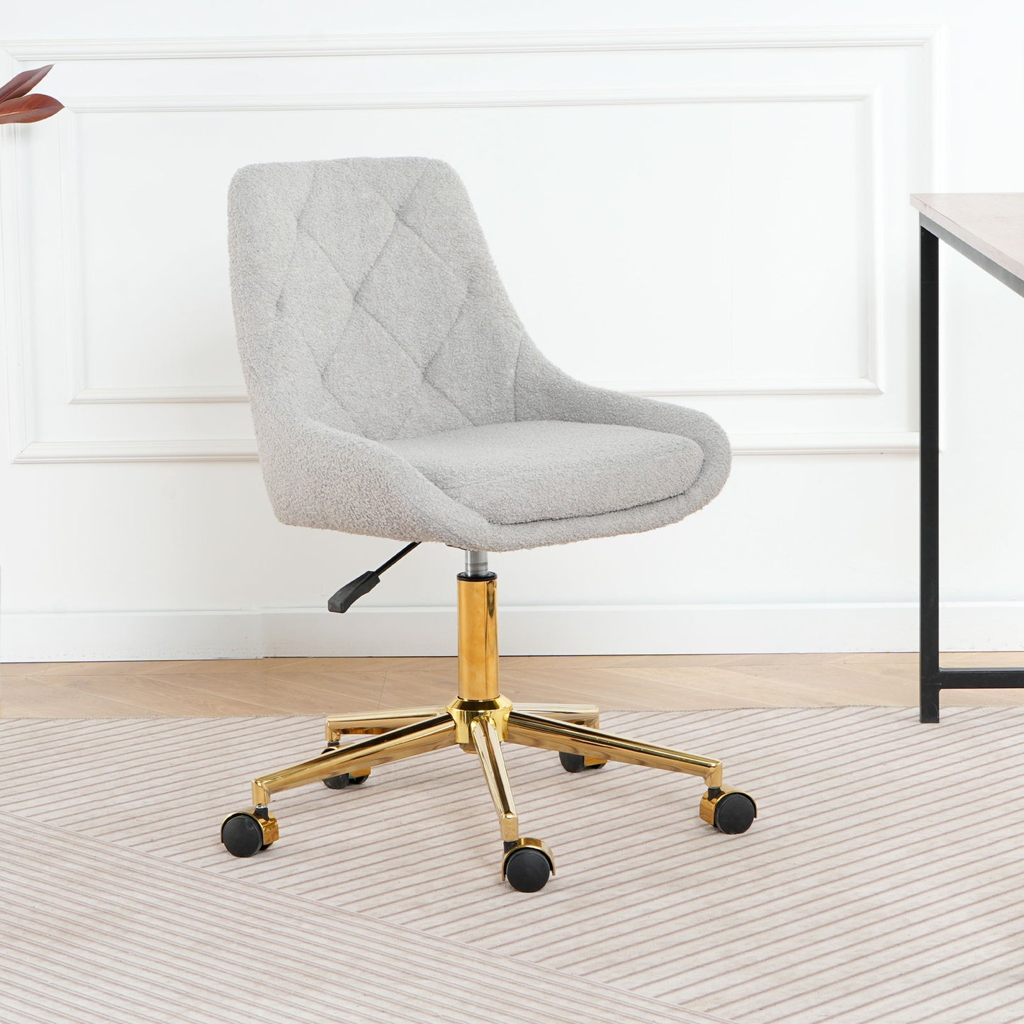 Modern Teddy Velvet Fabric Dining Chair With Gold Plated 5 Claw Legs - Gray