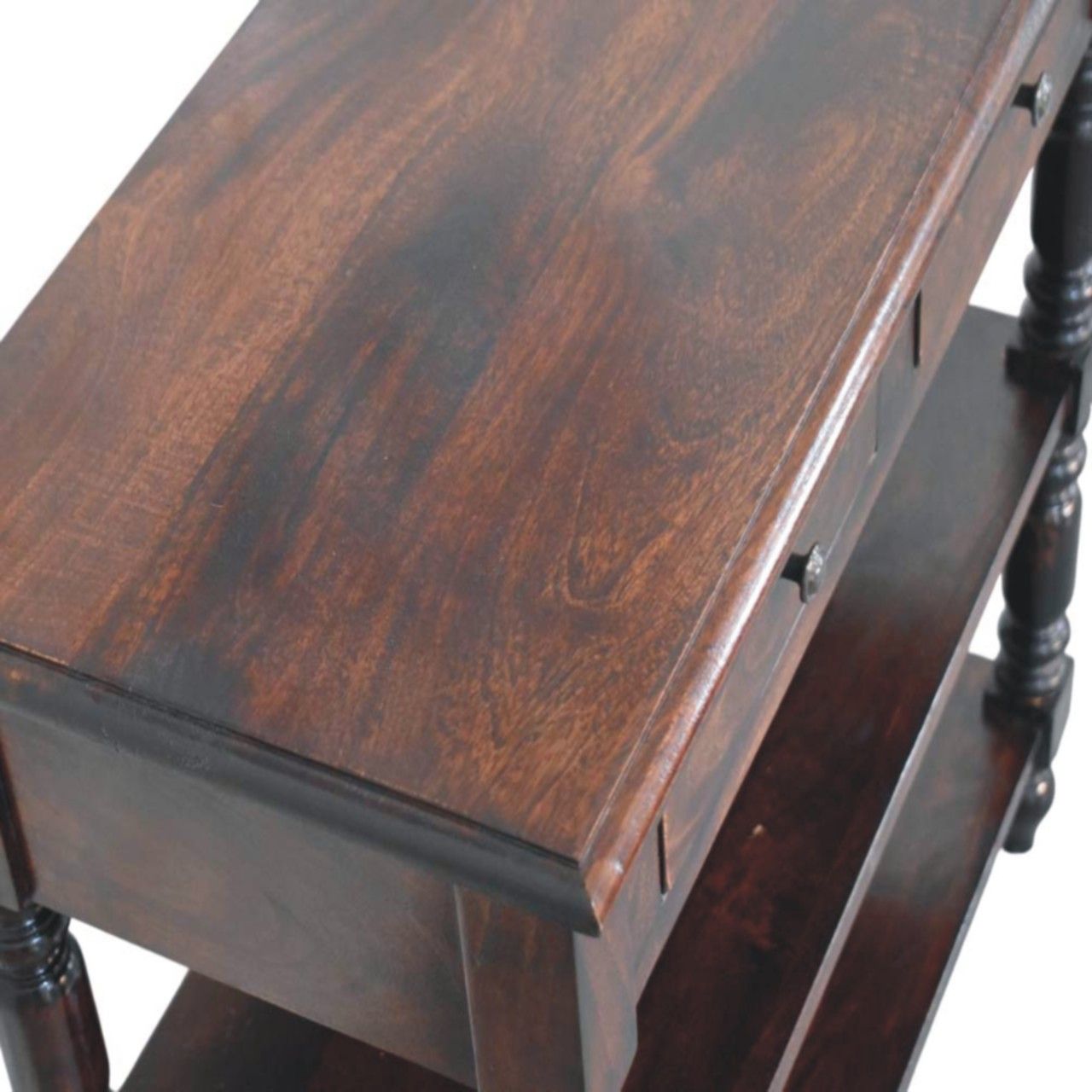 Turned Legs Side Table - Brown