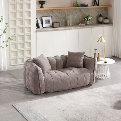 Soft Beanbag Chair With High Resilience Foam Core For Two People - Brown