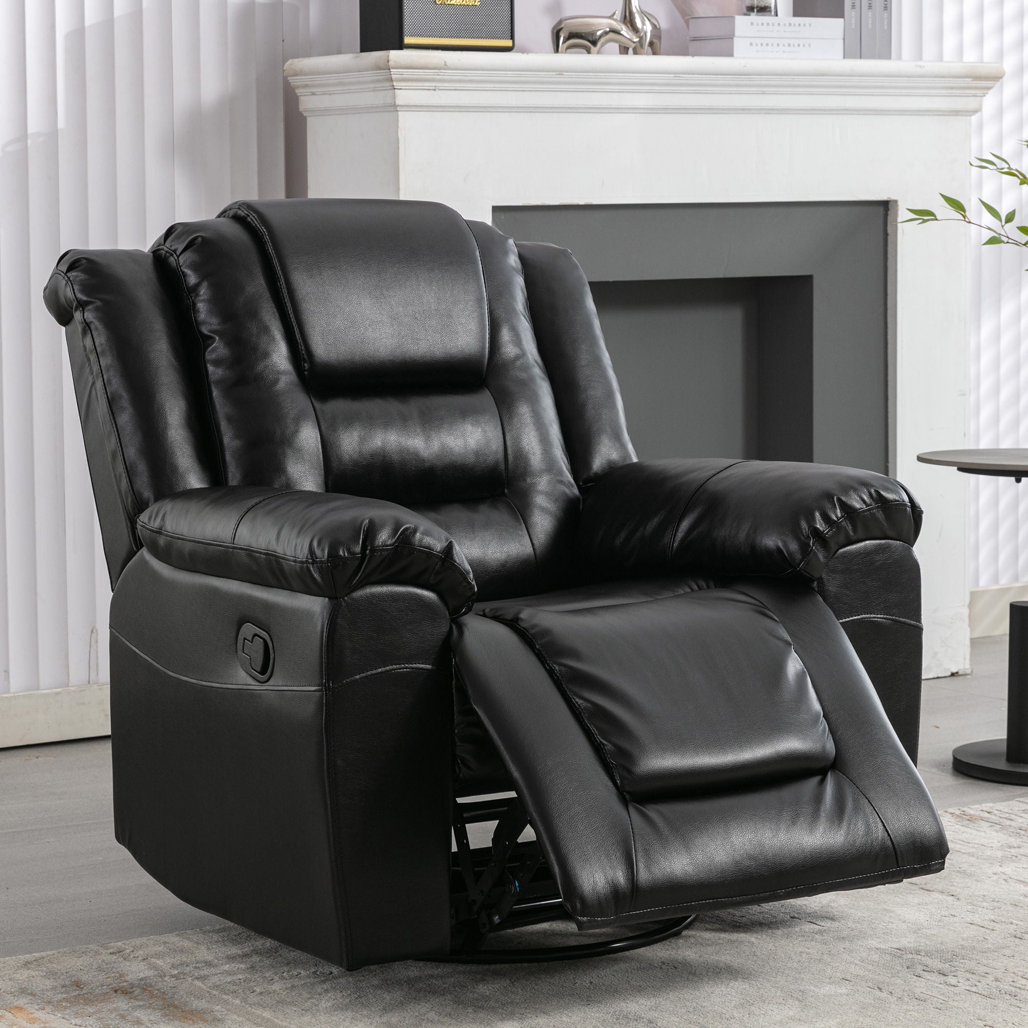 360ÔøΩÔøΩ swivel And Rocking Home Theater Recliner Manual Recliner Chair With Wide Armrest For Living Room - Black