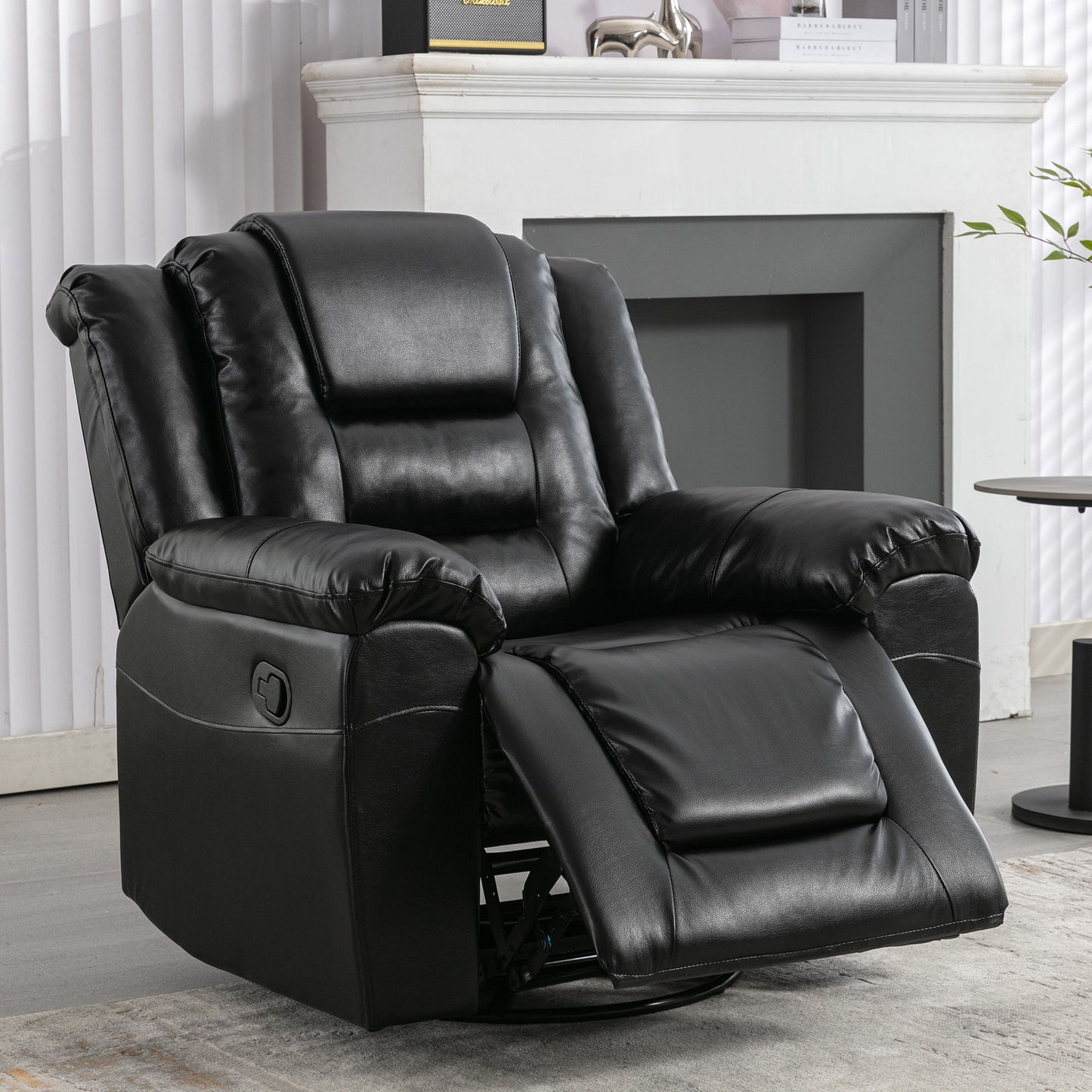 360ÔøΩÔøΩ swivel And Rocking Home Theater Recliner Manual Recliner Chair With Wide Armrest For Living Room - Black
