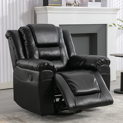 360ÔøΩÔøΩ swivel And Rocking Home Theater Recliner Manual Recliner Chair With Wide Armrest For Living Room - Black