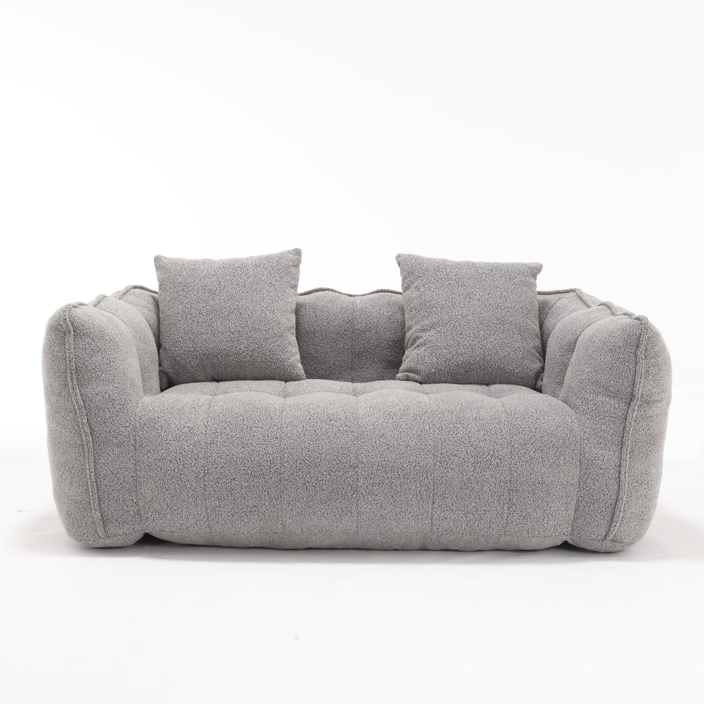 Soft Beanbag Chair With High Resilience Foam Core For Two People - Gray
