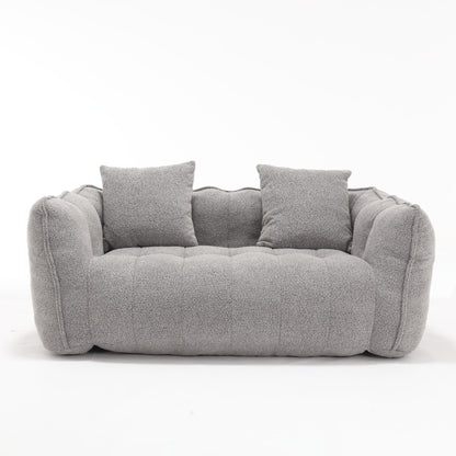 Soft Beanbag Chair With High Resilience Foam Core For Two People - Gray