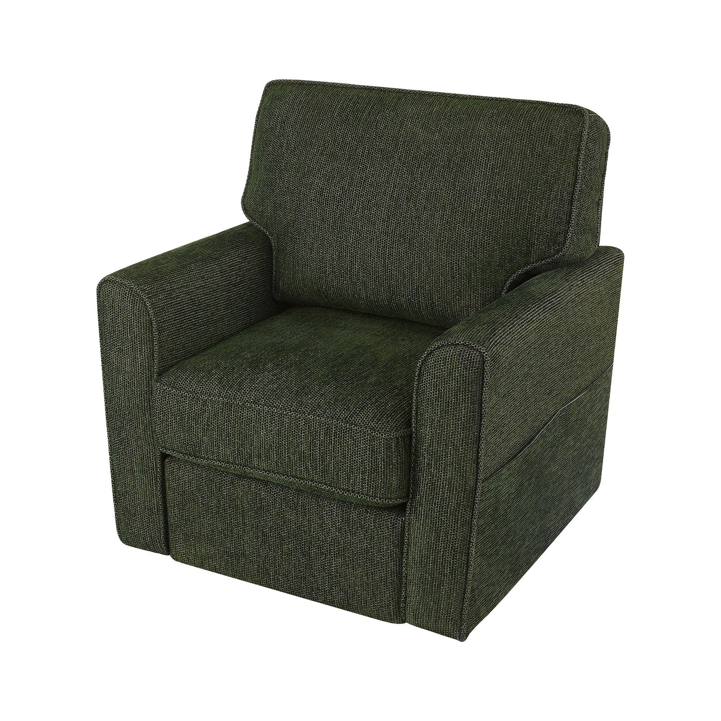 360ÔøΩÔøΩ Swivel Chair Accent Barrel Armchair With Side Pockets, Chenille Upholstery, Compact Size - Green