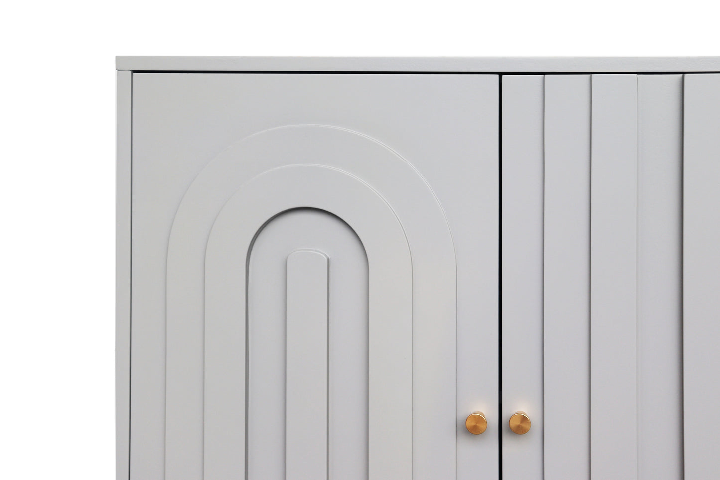 Modern Lacquered 4 Door Wooden Cabinet Sideboard Buffet Server Cabinet Storage Cabinet, For Living Room, Entryway, Hallway, Office, Kitchen And Dining Room - Gray