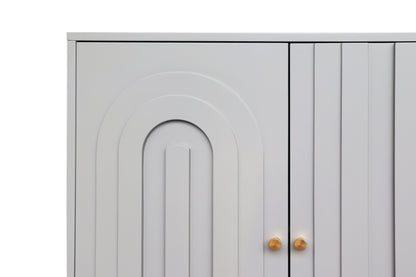 Modern Lacquered 4 Door Wooden Cabinet Sideboard Buffet Server Cabinet Storage Cabinet, For Living Room, Entryway, Hallway, Office, Kitchen And Dining Room - Gray