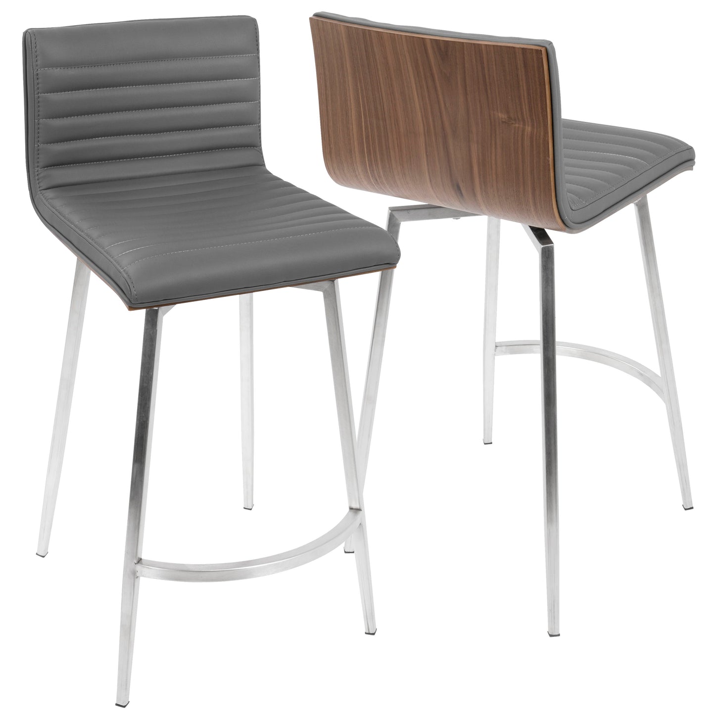 Mason - Contemporary Swivel Counter Stool (Set of 2) - Walnut / Gray