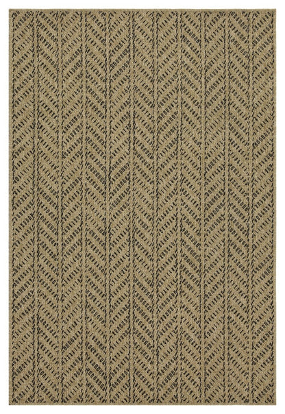Earth - 5'3" X 7'3" Indoor, Outdoor Area Rug - Natural / Black