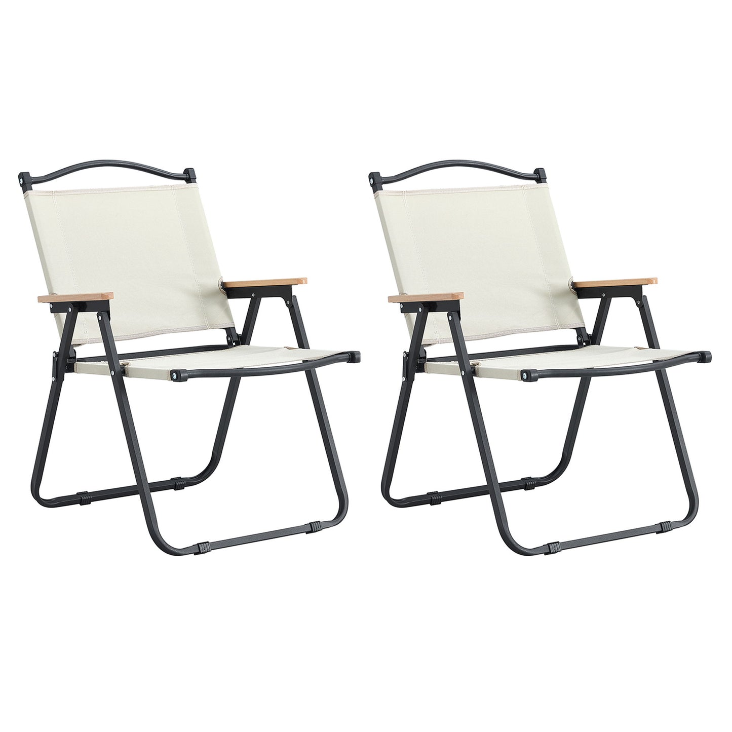 Folding Outdoor Chairs For Indoor, Outdoor Camping, Picnics, Beach, Backyard, Bbq, Party, Patio (Set of 2) - Beige