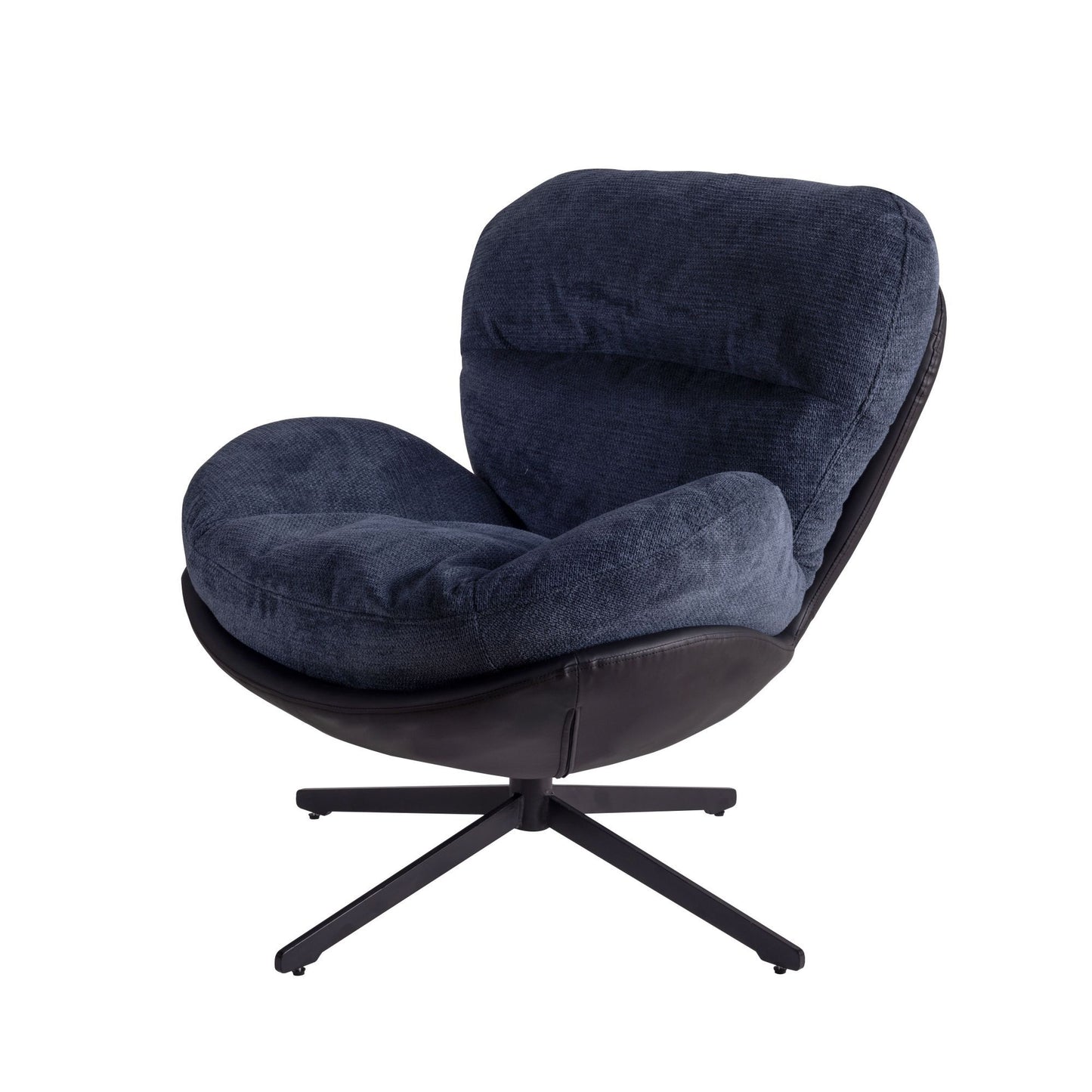 360ÔøΩÔøΩ Swivel Office Chair, Modern Chenille Chair With And Metal Base Frame, No Wheels, Accent Chair - Dark Blue