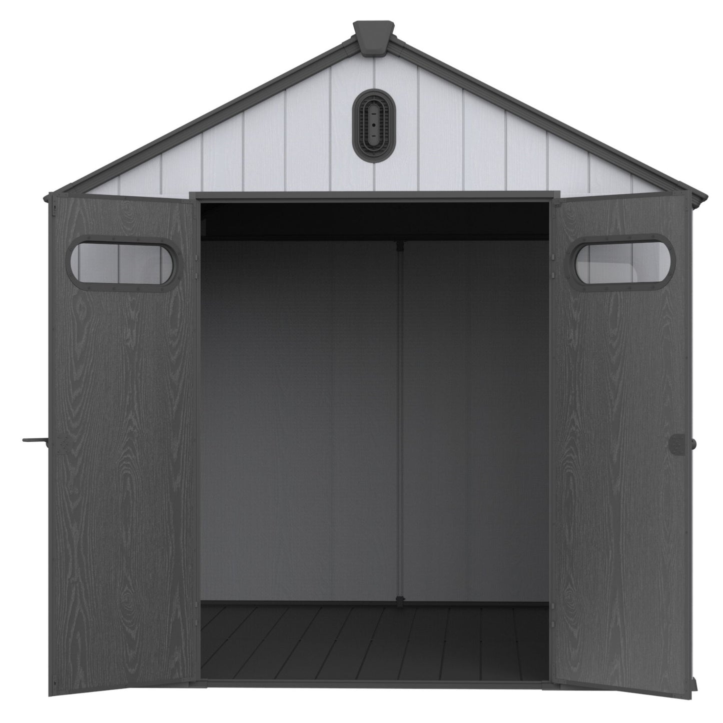 1 Resin Plastic Storage Shed For Backyard Garden With Spire Tool Storage - Black / Gray