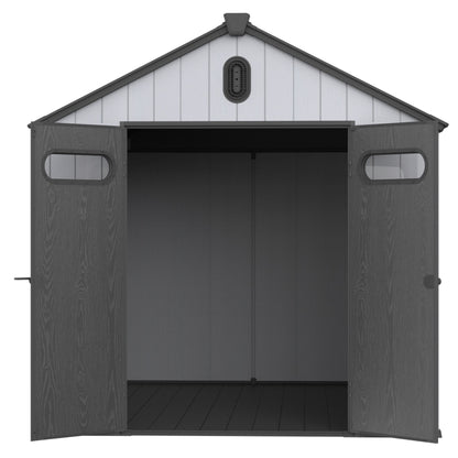 1 Resin Plastic Storage Shed For Backyard Garden With Spire Tool Storage - Black / Gray
