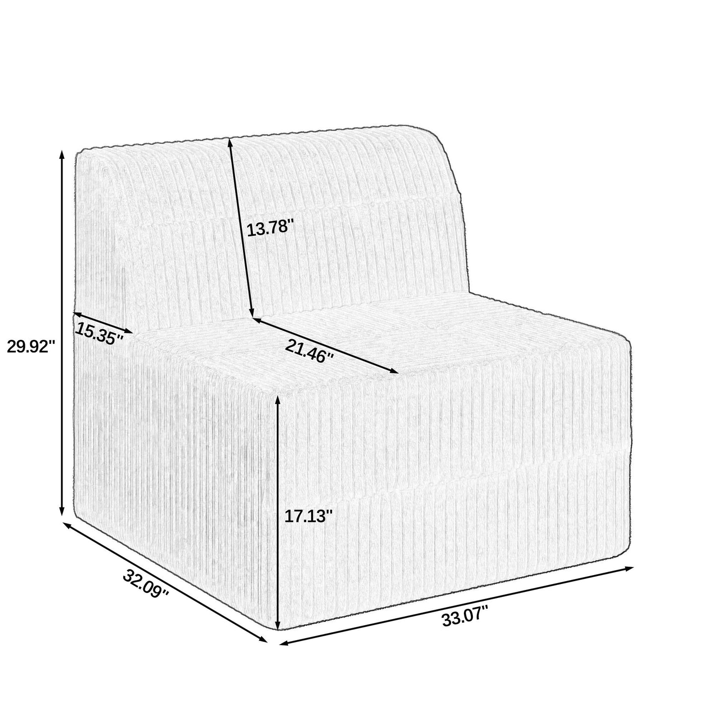 Modern Minimalist Corduroy Single Seat Sofa Comfy Sleeper Couch For Living Room Bedroom - Green