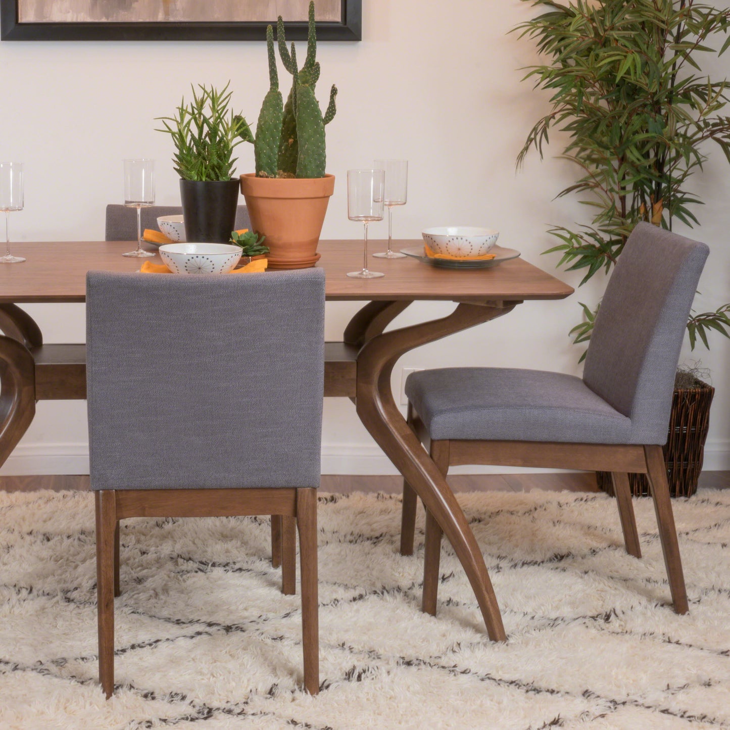 Tranquilly - Upholstered Dining Chair With Solid Wood Legs (Set of 2) - Dark Gray