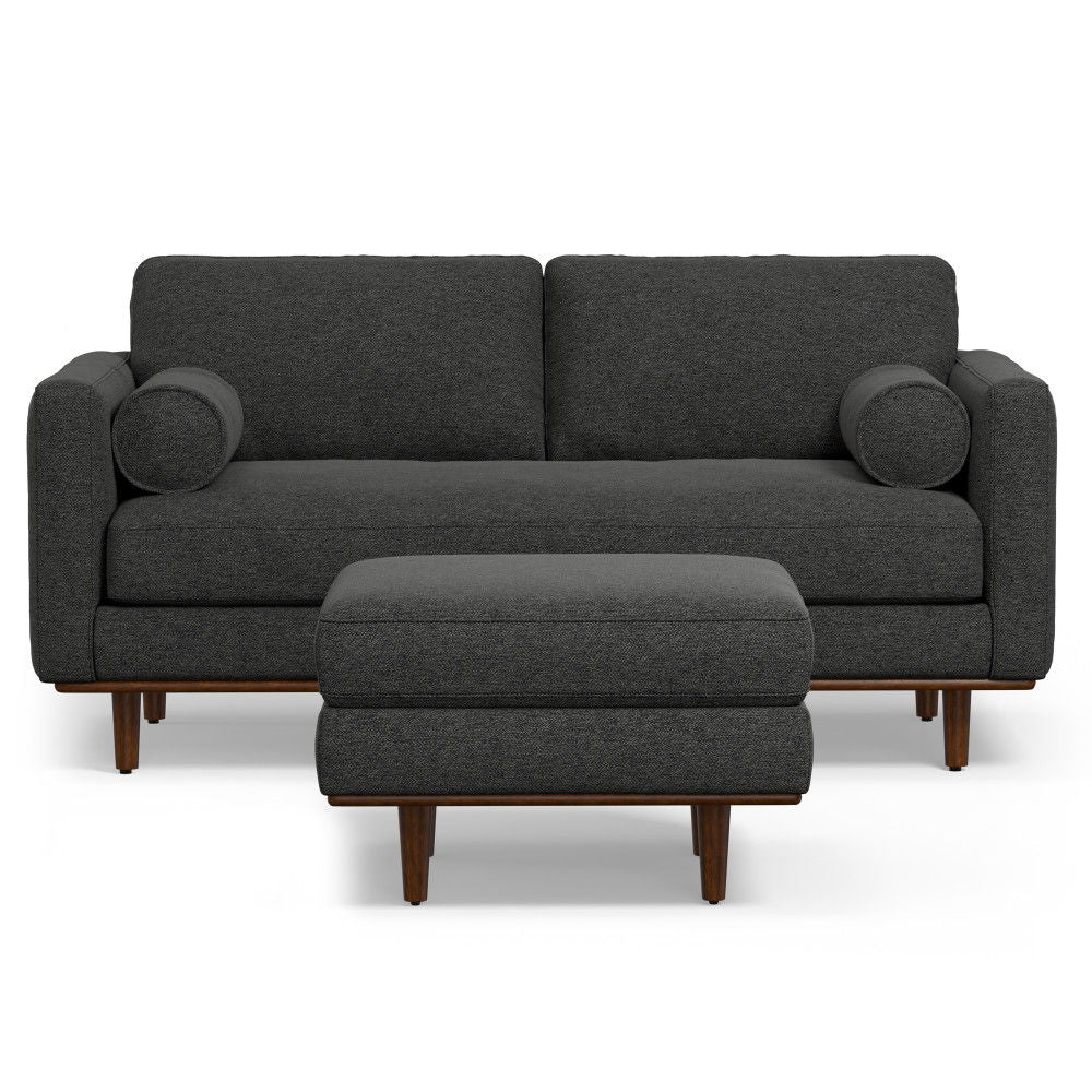 Morrison - Upholstered Sofa And Ottoman Set - Charcoal Gray