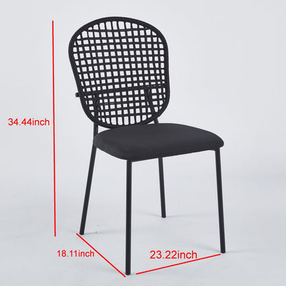 Sennit Chair, Dining Chair, Coffee Chair (Set of 4)- Black