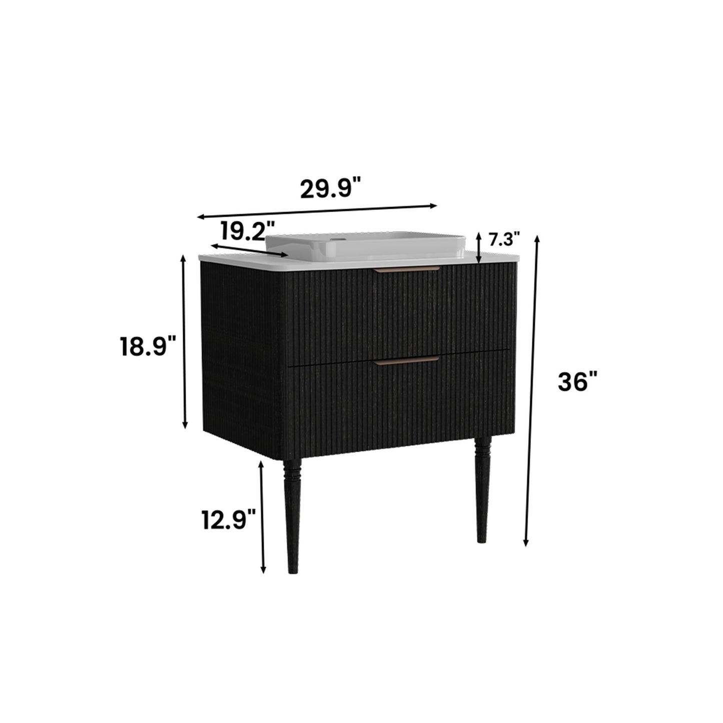 Elena - Modern Bathroom Vanity With Sink Luxury Bathroom Vanity With Ample Storage, 2 Soft Close Drawers, 2 In 1 Floating Or Freestanding Design - Black