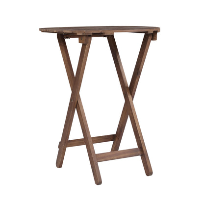 3 Piece Acacia Bistro Set, Folding Patio Furniture For Garden Backyard Balcony Porch With 1 Coffee Table And 2 Foldable Chairs - Natural Stained