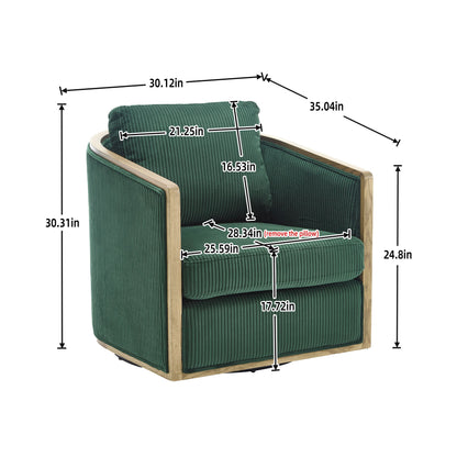 Corduroy Swivel Barrel Chair, Comfortable Accent Sofa Chair With 360 Degree Swivel For Living Room - Emerald