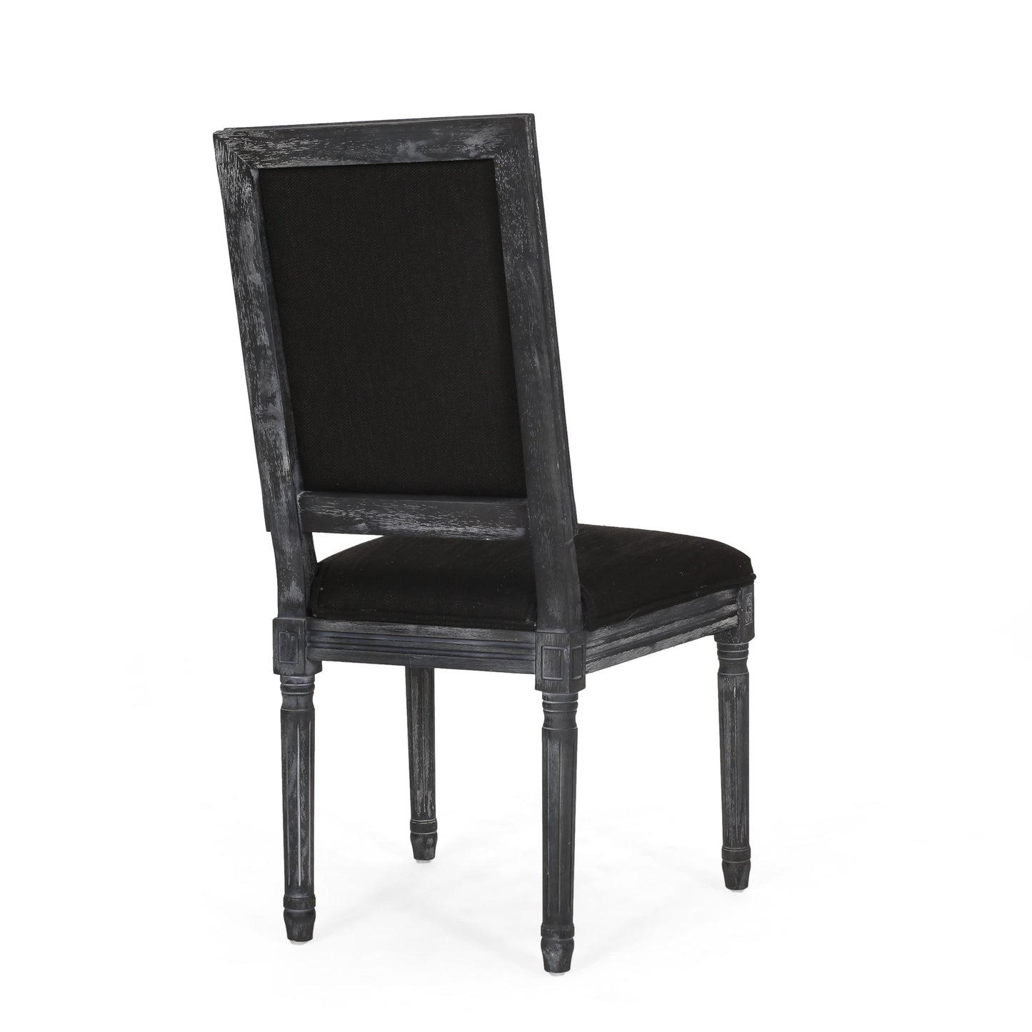 French Country Style Dining Chair Set With Upholstered Seating And Fluted Legs - Black