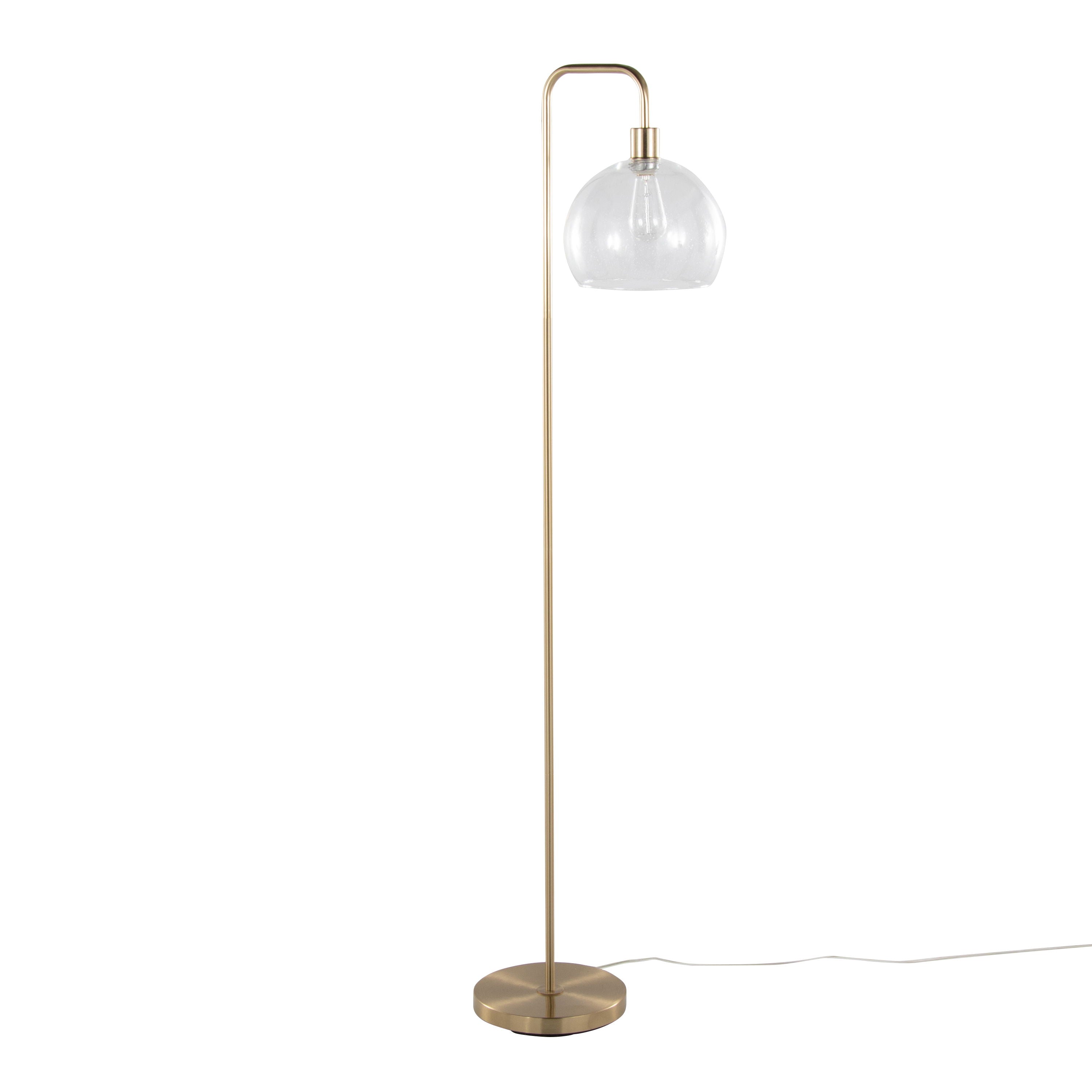 Metro - Contemporary Floor Lamp - Royal Gold / Clear Seeded