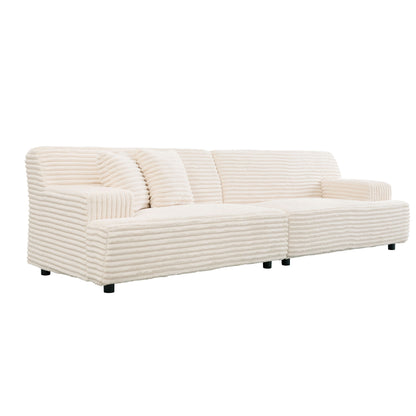 Modern Sofa Comfortable Cloud Sofa Soft Plush Corduroy Interior With Square Armrests - Beige