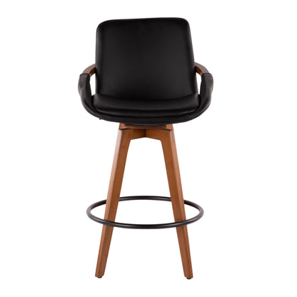 Cosmo - Mid-Century Counter Stool - Walnut / Black