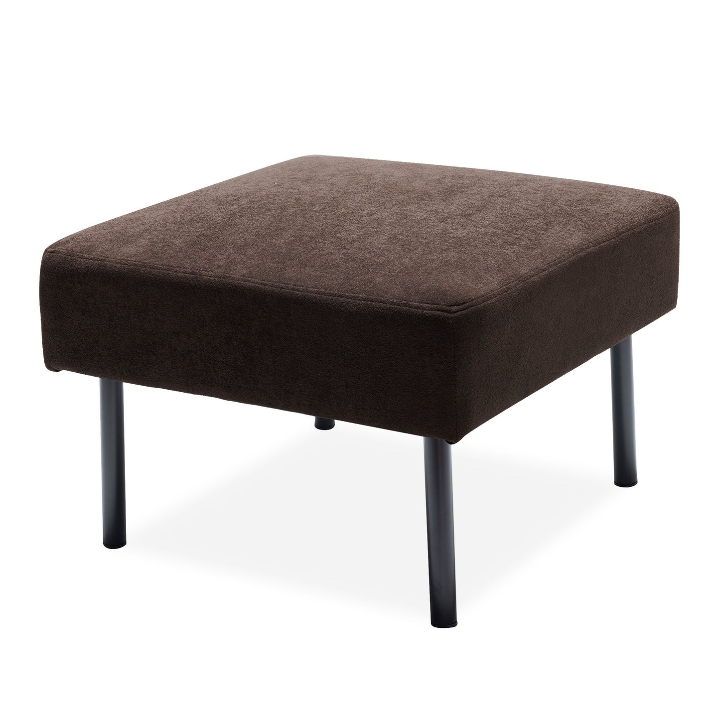 Modern L Shaped 3 Seater Polyester Fabric Sofa With Ottoman, Upholstered Couch For Small Spaces - Brown