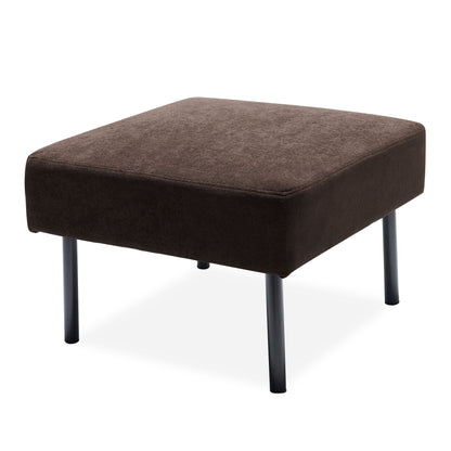 Modern L Shaped 3 Seater Polyester Fabric Sofa With Ottoman, Upholstered Couch For Small Spaces - Brown
