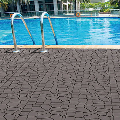 New Stone Texture Patio Deck Tiles, Diy Interlocking Floor Tiles, Easy Installation For Porch Poolside Balcony 12" - Dark Gray