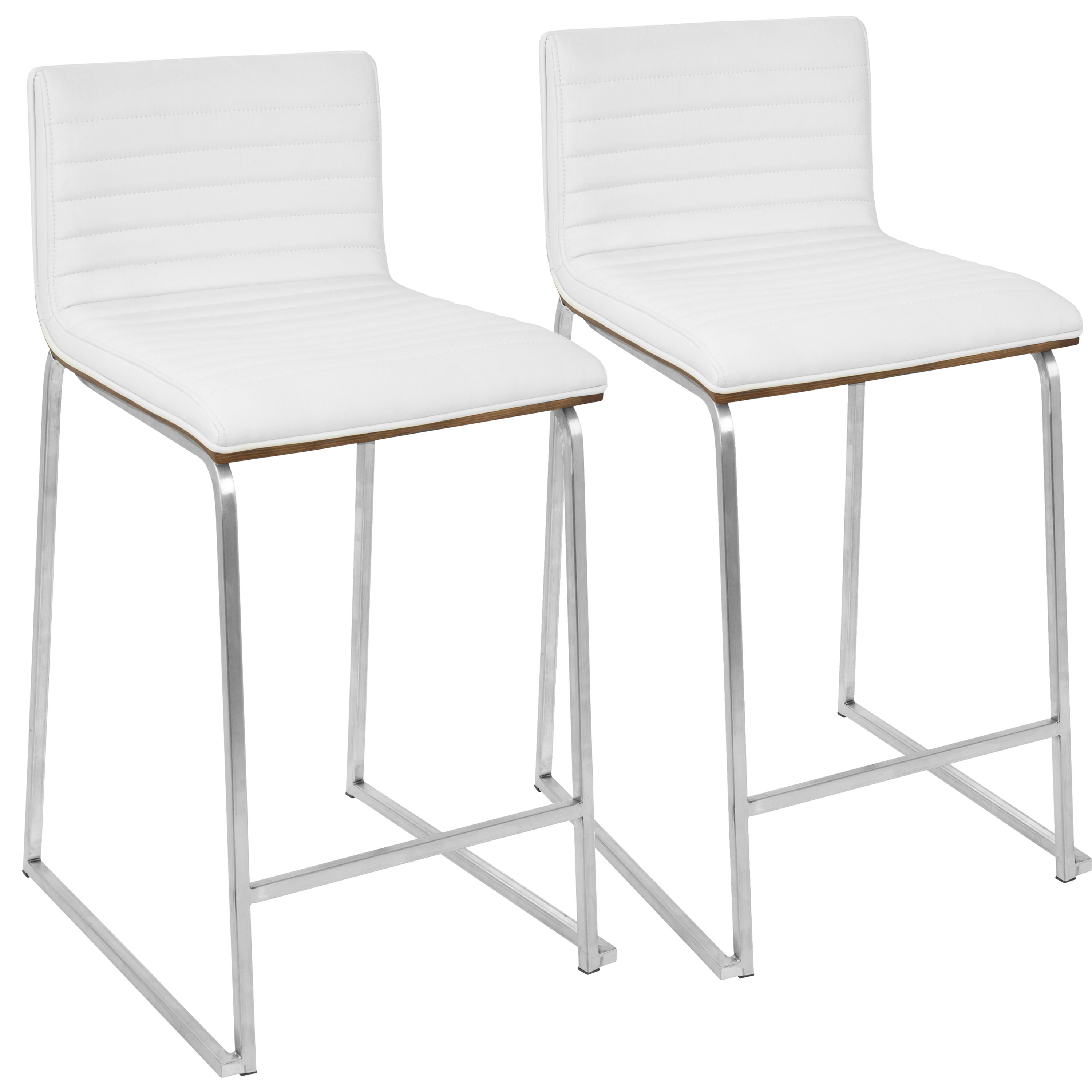 Mara - Contemporary Counter Stool (Set of 2) - Walnut / White
