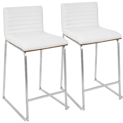 Mara - Contemporary Counter Stool (Set of 2) - Walnut / White