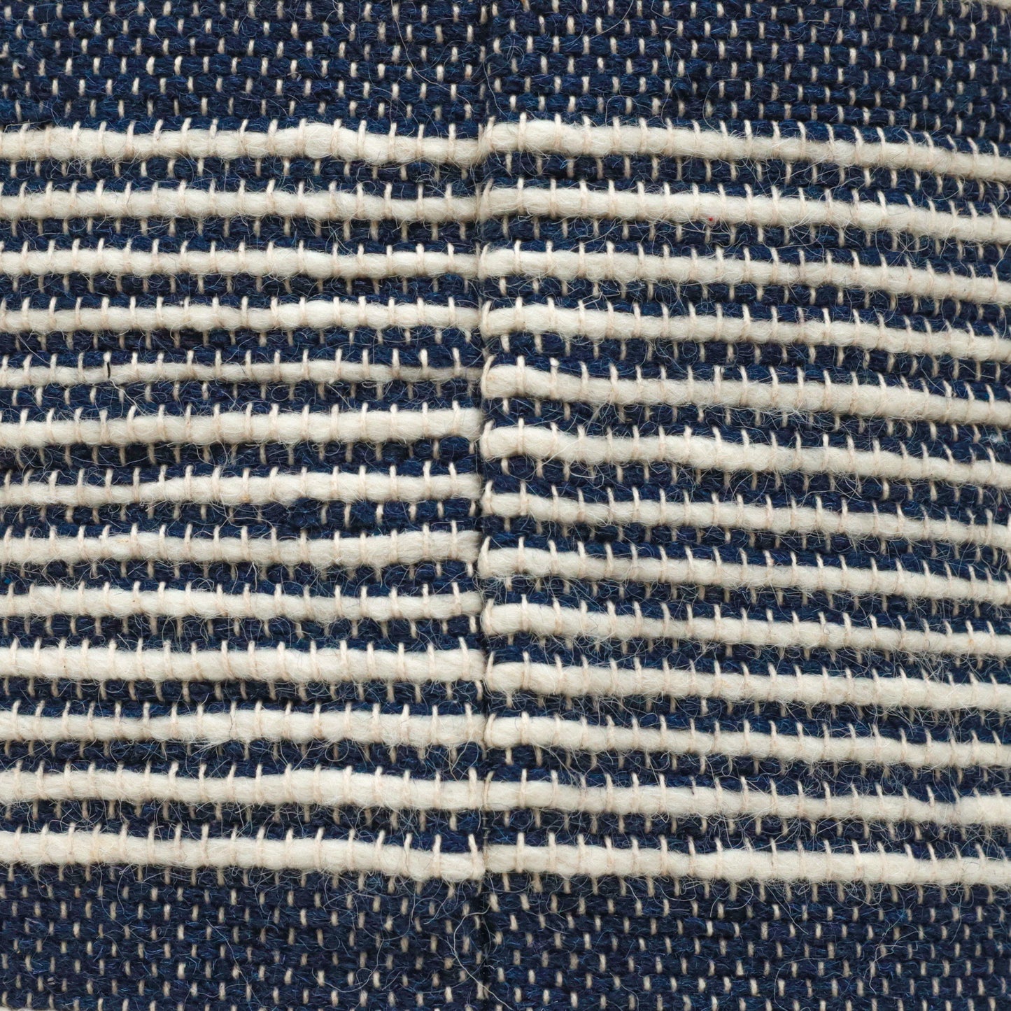 Diamond - Handcrafted Fabric Cylindrical Pouf - White / Dark Blue