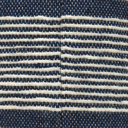 Diamond - Handcrafted Fabric Cylindrical Pouf - White / Dark Blue