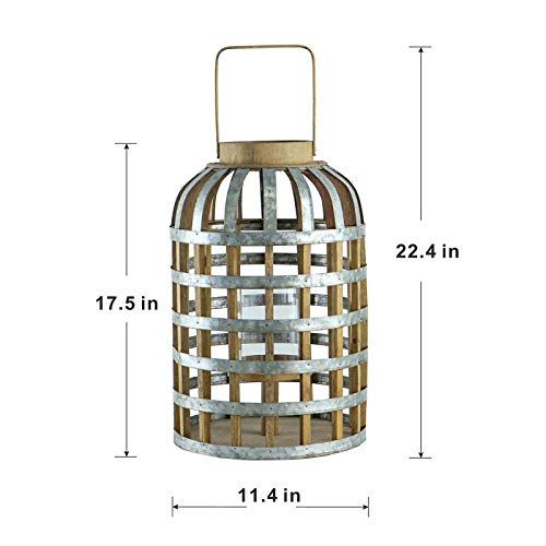 Decorative Lantern With Handle, Wooden Lantern For Indoor Outdoor, Home Garden- Silver