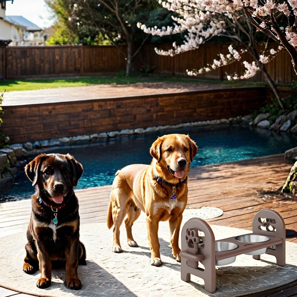 Adjustable Pet Bowl Travel Ready HDPE Durable Poly Lumber Recycled - Brown
