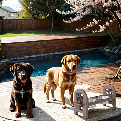 Adjustable Pet Bowl Travel Ready HDPE Durable Poly Lumber Recycled - Brown