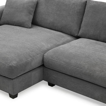 Oversized Sectional L Shaped Cloud Couch With USB Charging Port Cup Holder Deep And Wide Seat Sofa With Chaise Comfy - Gray