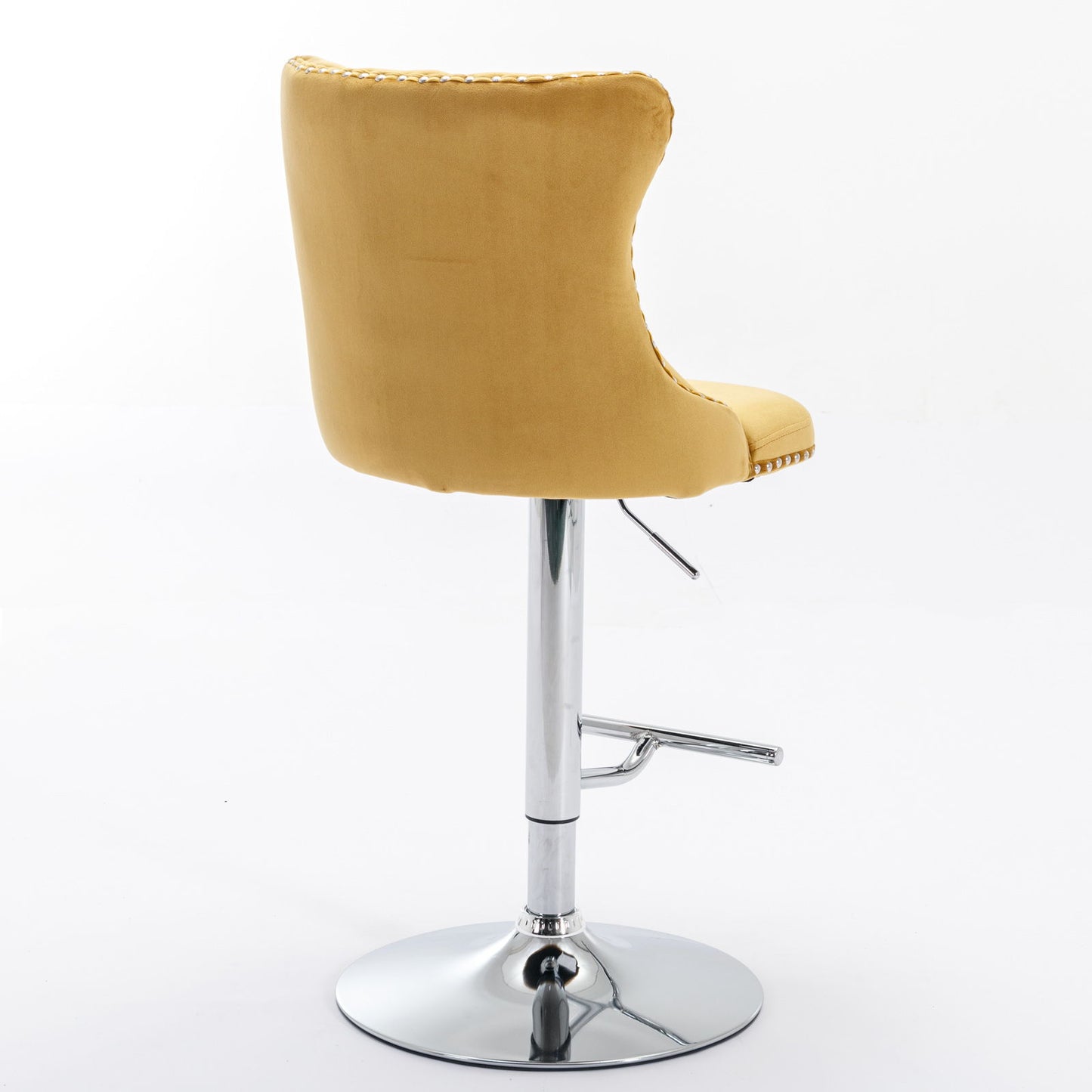 Swivel Velvet Barstools Adjusatble Seat Height From 25-33", Modern Upholstered Chrome Base Bar Stools With Backs Comfortable Tufted For Home Pub And Kitchen Island (Set of 2) - Gold