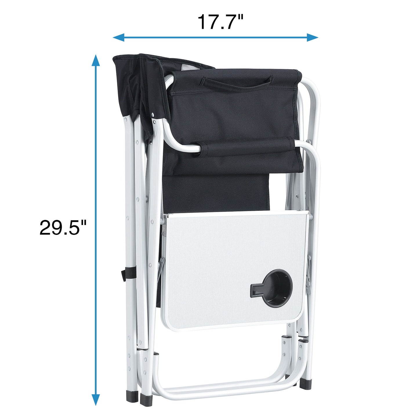 Padded Folding Outdoor Chair With Side Table And Storage Pockets, Lightweight Oversized Directors Chair For Indoor, Outdoor Camping, Picnics And Fishing - Black / Gray