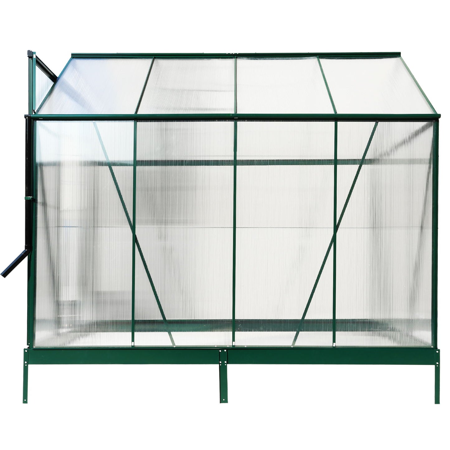 6.3'x8.2'x7' Polycarbonate Greenhouse, Heavy Duty Outdoor Aluminum Walk-In Green House Kit With Rain Gutter, Vent And Door For Backyard Garden - Green
