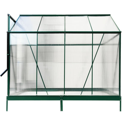 6.3'x8.2'x7' Polycarbonate Greenhouse, Heavy Duty Outdoor Aluminum Walk-In Green House Kit With Rain Gutter, Vent And Door For Backyard Garden - Green