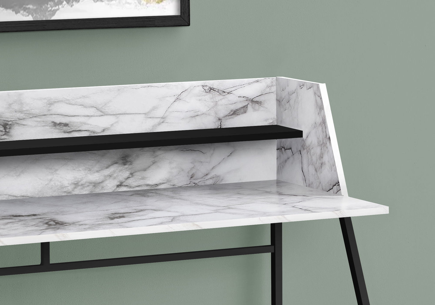 Computer Desk For Home Office, Laptop, Storage Shelves, Contemporary And Modern - White / Black