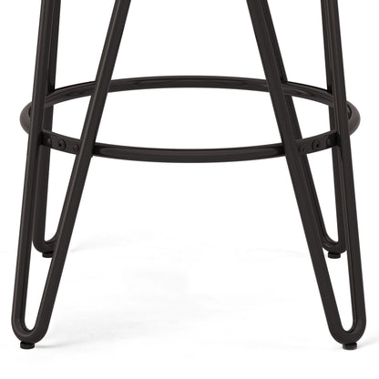 Simeon - Metal Counter Height Stool With Wood Seat - Natural / Black